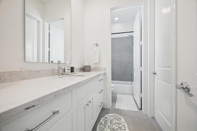 1240 W 16th St, Houston, TX 77008 - full bathroom with vanity, tile patterned flooring, and shower / washtub combination