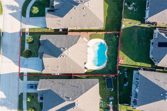 15715 Holloway Creek Ct, Houston, TX 77044 - aerial view of property's location featuring a pool area and property parcel outlined