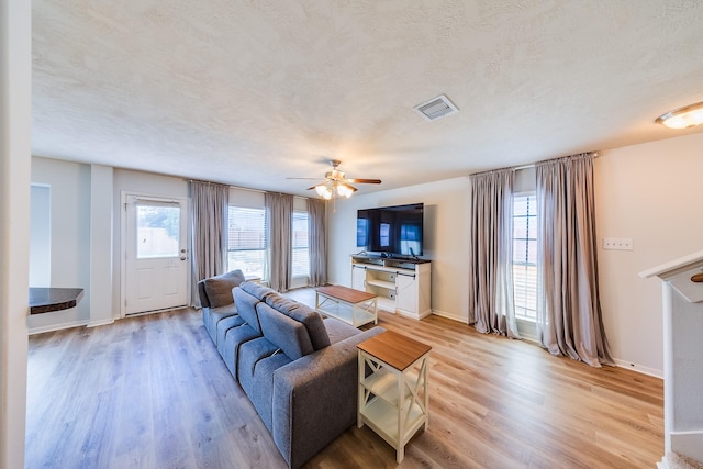 9415 Cholla Hill Ct, Houston, TX 77064 - living area featuring light wood-style flooring and ceiling fan