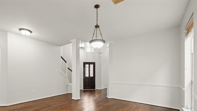 21331 Willow Glade Dr, Katy, TX 77450 - entrance foyer with stairway and dark wood-type flooring
