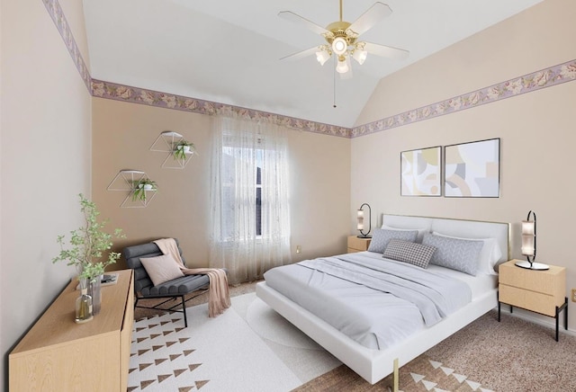 21331 Willow Glade Dr, Katy, TX 77450 - carpeted bedroom with vaulted ceiling and ceiling fan