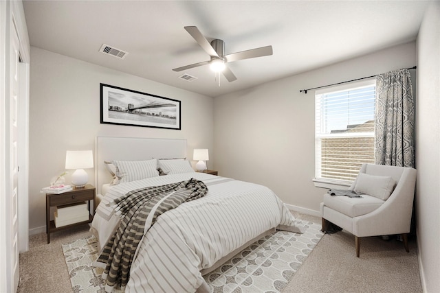 308 Spruce Oak Ln, Waller, TX 77484 - bedroom featuring light carpet and a ceiling fan