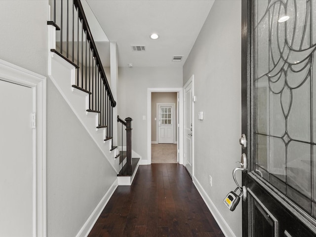 3303 Beverly Forest Dr, Houston, TX 77057 - foyer featuring stairs, hardwood / wood-style flooring, and recessed lighting