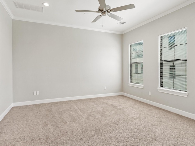 3303 Beverly Forest Dr, Houston, TX 77057 - spare room with crown molding, light carpet, and ceiling fan