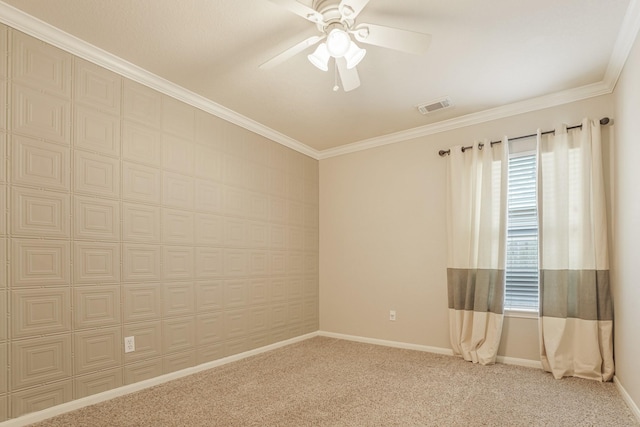17919 Eagle Pass Falls Ct, Humble, TX 77346 - unfurnished room with ceiling fan, light colored carpet, and crown molding
