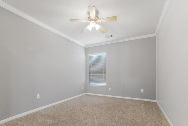17919 Eagle Pass Falls Ct, Humble, TX 77346 - empty room featuring crown molding, carpet, and a ceiling fan