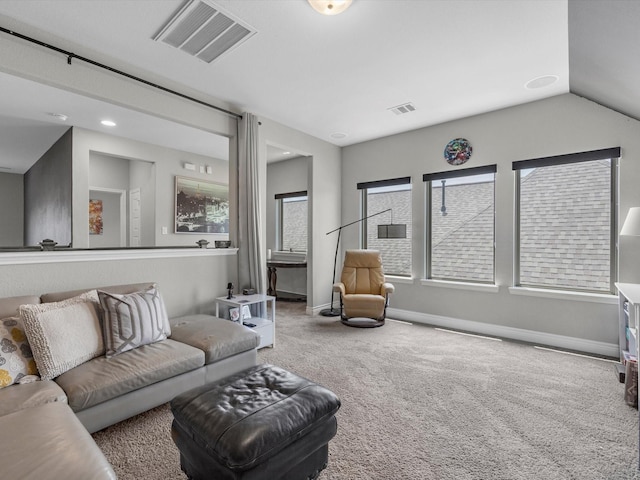 23027 Needlegrass Rd, Katy, TX 77493 - carpeted living room featuring recessed lighting and vaulted ceiling