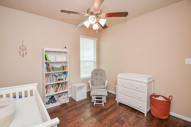 6215 Carnaby Ln, Rosenberg, TX 77471 - bedroom featuring dark wood-style floors and ceiling fan