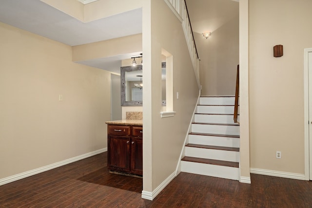 2351 Loyanne Dr, Spring, TX 77373 - staircase with hardwood / wood-style floors and baseboards