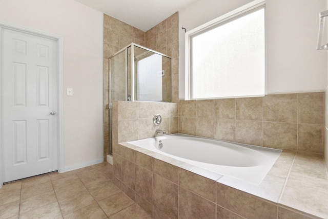 15107 Sequoia Meadow Ct, Humble, TX 77346 - full bathroom with a shower stall, a garden tub, and tile patterned floors
