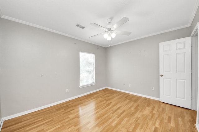 9410 Gatmere Ct, Sugar Land, TX 77498 - empty room featuring light wood finished floors, ornamental molding, and ceiling fan