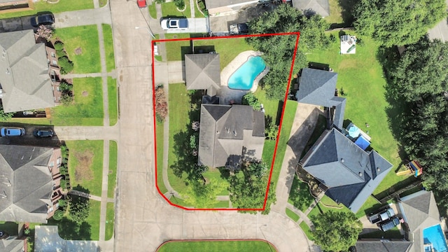 9410 Gatmere Ct, Sugar Land, TX 77498 - aerial perspective of suburban area with property parcel outlined