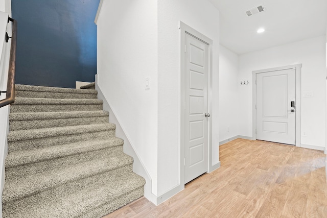 207 William Ln, Rosharon, TX 77583 - stairway with wood finished floors and recessed lighting