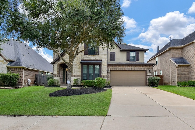 4615 Montcliff Bend Ln, Sugar Land, TX 77479 - view of front of property featuring concrete driveway, a garage, brick siding, and stone siding