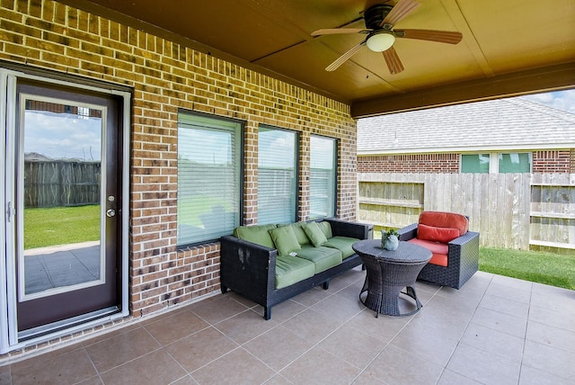 4615 Montcliff Bend Ln, Sugar Land, TX 77479 - view of patio / terrace with ceiling fan and an outdoor living space