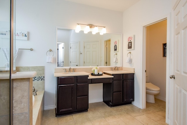 4615 Montcliff Bend Ln, Sugar Land, TX 77479 - full bath with double vanity, a garden tub, and tile patterned floors
