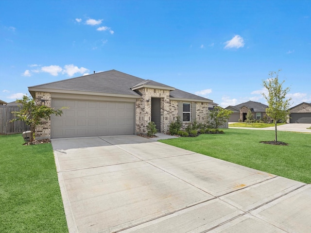 17831 Sommerset Falls Ln, Crosby, TX 77532 - ranch-style home with driveway, an attached garage, and brick siding