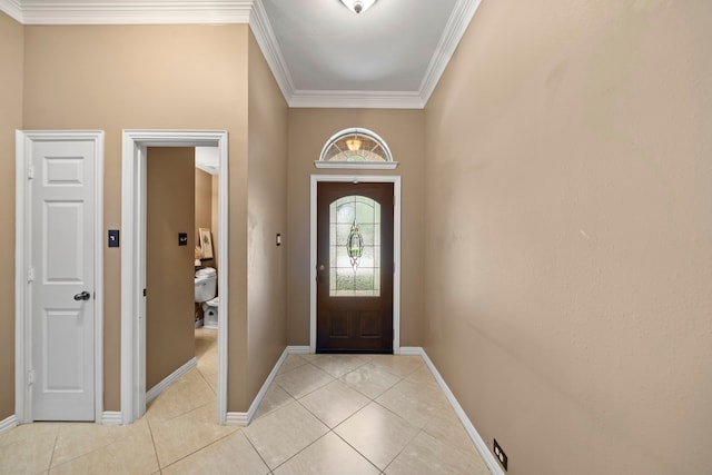 15015 Cozy Hollow Ln, Houston, TX 77044 - entrance foyer with crown molding and light tile patterned floors