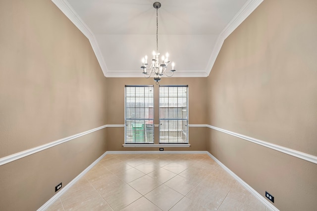 15015 Cozy Hollow Ln, Houston, TX 77044 - spare room with ornamental molding, a chandelier, and tile patterned floors
