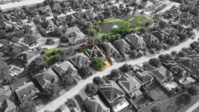 14402 Hazeldale Dr, Cypress, TX 77429 - aerial view of residential area featuring property parcel outlined and a nearby body of water
