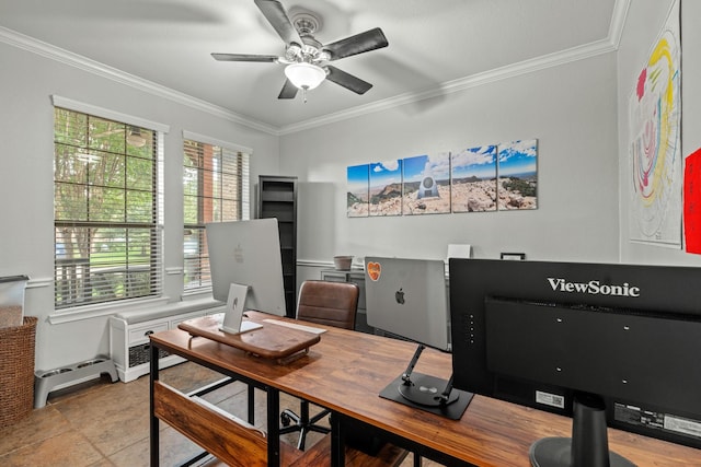14402 Hazeldale Dr, Cypress, TX 77429 - office space with crown molding and ceiling fan