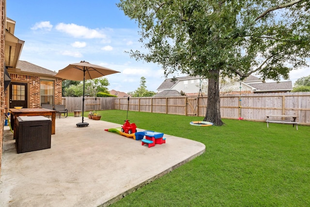 14402 Hazeldale Dr, Cypress, TX 77429 - fenced backyard with a patio area