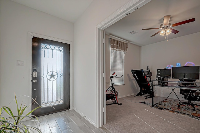 5703 Morning Vista Rd, Katy, TX 77493 - entryway featuring a ceiling fan and baseboards