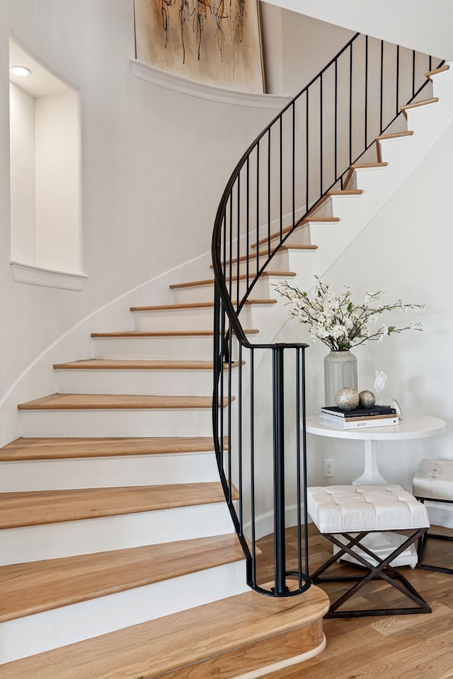 919 Worthshire St, Houston, TX 77008 - stairs featuring wood finished floors