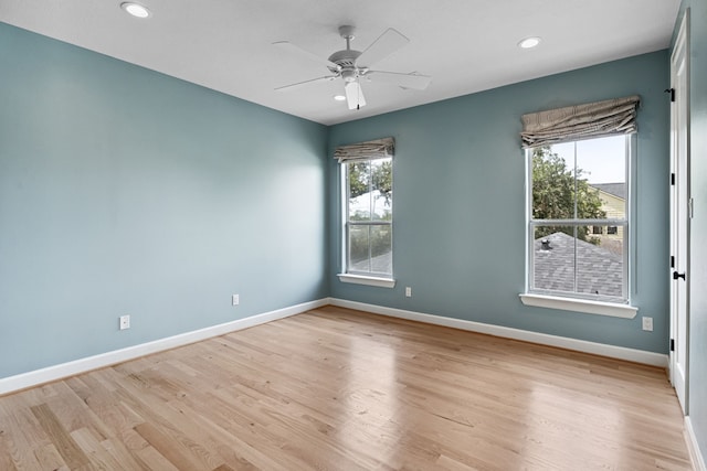 919 Worthshire St, Houston, TX 77008 - spare room featuring light wood-style flooring, a ceiling fan, and recessed lighting