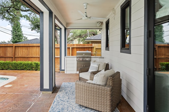 919 Worthshire St, Houston, TX 77008 - view of patio with a grill and a ceiling fan