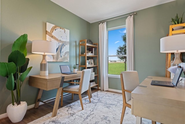 21115 Montego Bay Dr, Cypress, TX 77433 - office area featuring wood finished floors and baseboards