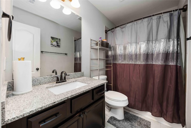 4306 Dalea Clover Ln, Manvel, TX 77578 - bathroom with tile patterned flooring, vanity, and a shower with curtain