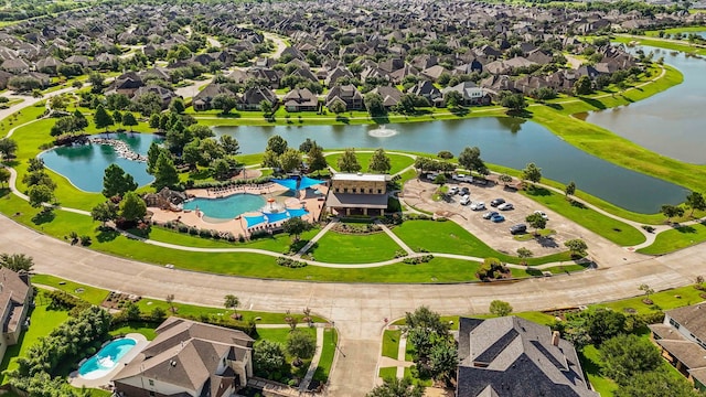 4306 Dalea Clover Ln, Manvel, TX 77578 - aerial view of residential area with a pool and a large body of water