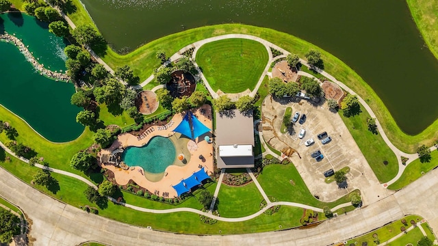 4306 Dalea Clover Ln, Manvel, TX 77578 - drone / aerial view of a nearby body of water and a pool area