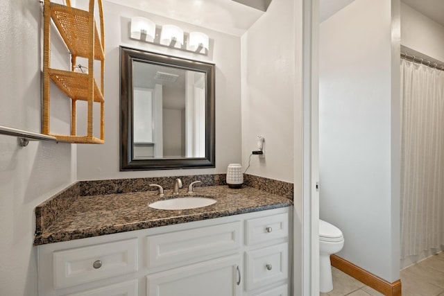 4018 Shady Springs Dr, Seabrook, TX 77586 - bathroom with vanity, tile patterned flooring, and a shower with curtain