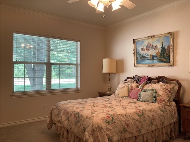 30 Piper Ln, Normangee, TX 77871 - bedroom with carpet, crown molding, and a ceiling fan