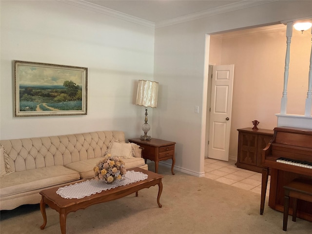 30 Piper Ln, Normangee, TX 77871 - living area featuring crown molding and light colored carpet