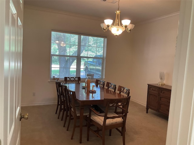 30 Piper Ln, Normangee, TX 77871 - dining space featuring a chandelier, ornamental molding, and light carpet