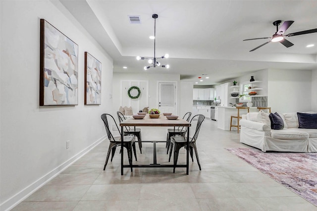 5226 Sanford Rd, Houston, TX 77035 - dining room with a chandelier, recessed lighting, and ceiling fan