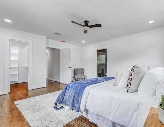 5226 Sanford Rd, Houston, TX 77035 - bedroom featuring wood finished floors, recessed lighting, and ceiling fan