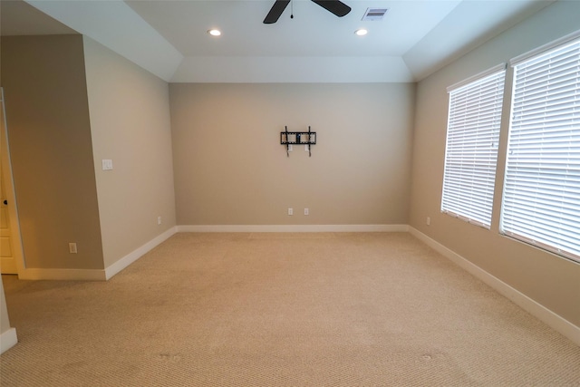 5213 Pinemont Creek Ln, Houston, TX 77018 - empty room with ceiling fan, light colored carpet, and recessed lighting