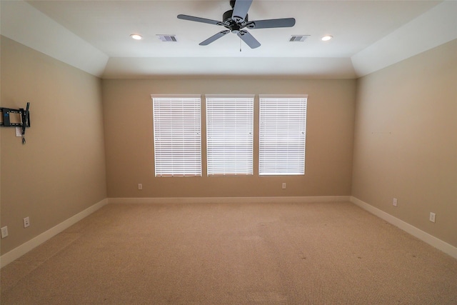 5213 Pinemont Creek Ln, Houston, TX 77018 - empty room featuring a ceiling fan, light carpet, and recessed lighting