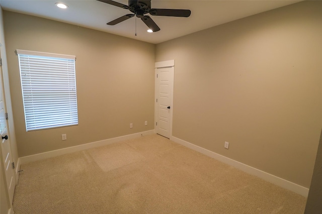 5213 Pinemont Creek Ln, Houston, TX 77018 - spare room with recessed lighting, light carpet, and ceiling fan