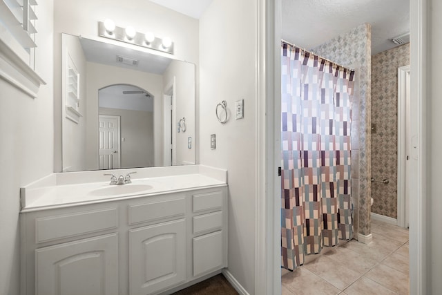 16426 Torry View Ter, Houston, TX 77095 - full bath with tile patterned floors, vanity, and a shower with curtain