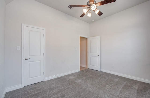 3605 Dolan Trail Ct, Pearland, TX 77584 - carpeted empty room with a ceiling fan and lofted ceiling