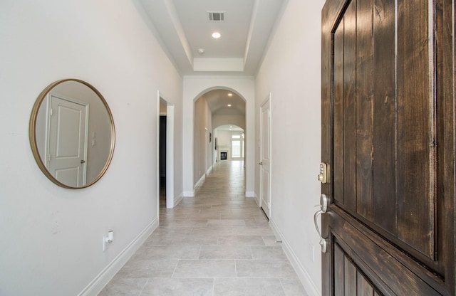 3605 Dolan Trail Ct, Pearland, TX 77584 - hall with arched walkways and recessed lighting