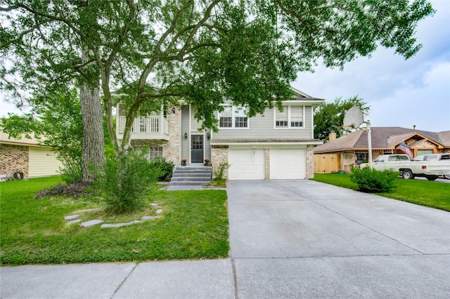 15403 Meadow Village Dr, Houston, TX 77095 - bi-level home with driveway, a front yard, and a garage