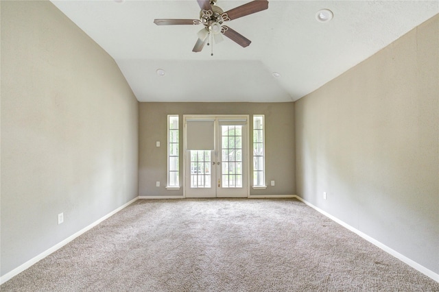 15403 Meadow Village Dr, Houston, TX 77095 - spare room with carpet floors, vaulted ceiling, and ceiling fan
