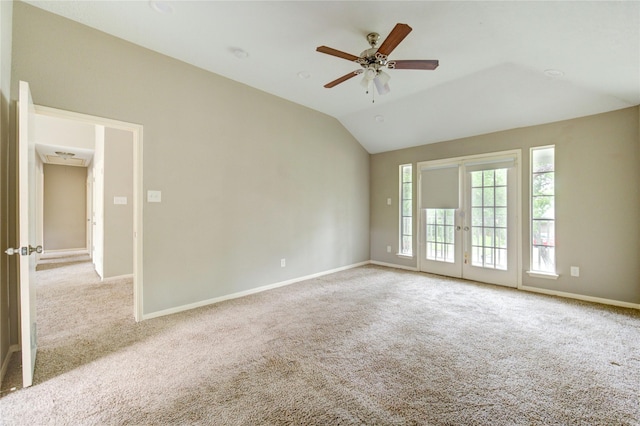 15403 Meadow Village Dr, Houston, TX 77095 - unfurnished room featuring carpet flooring, vaulted ceiling, and a ceiling fan