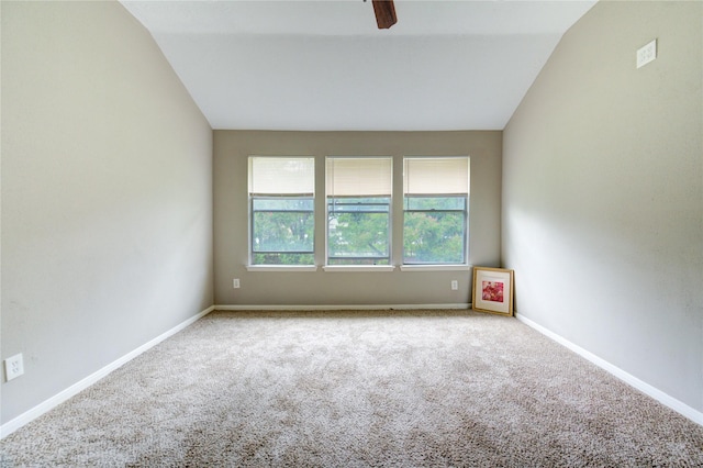 15403 Meadow Village Dr, Houston, TX 77095 - unfurnished room featuring carpet floors, vaulted ceiling, and a ceiling fan